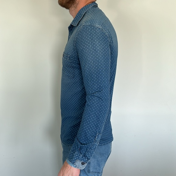 Men’s Patterned Longsleeve Collard Tunic Shirt - Picture 3 of 9